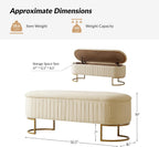 50.5” Velvet Storage Ottoman Bench with Gold-Toned Legs, Luxury Upholstered End of Bed Multi-Functional Footrest & Seat for Bedroom & Entryway