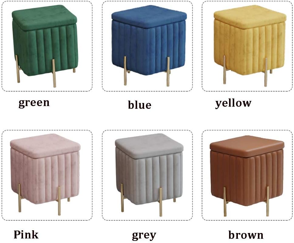 Beautify Green Velvet Footstool Pouffe Storage Stool Ottoman Cube Footrest Square Chest with Gold Legs for Bedroom, Dressing Table（Size : 45x45x42cm） (Color : Pink, Size : 45x45x42cm)