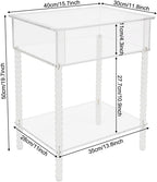 Acrylic Side Table, End Table with Storage, Small Bedside Table Accent Table, Nightstand for Living Room Bedroom, 16x 12x 20in (Clear)