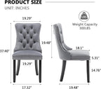 Hixkol Velvet Dining Chairs Set of 4,Upholstered Dining Chairs with Ring Pull Trim and Button Back,Modern Seating for Kitchen, Bedroom & Living Room(Grey)