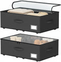 EE-RoomWorld Underbed Storage With Wheels, No Assemble Required 12 inches Height Under bed Storage Bins,Large Capacity Rolling Shoe Storage Containers，Dorm clothes Storage