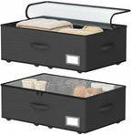 EE-RoomWorld Underbed Storage With Wheels, No Assemble Required 12 inches Height Under bed Storage Bins,Large Capacity Rolling Shoe Storage Containers，Dorm clothes Storage
