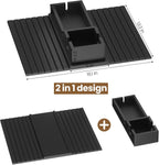 Bamboo Sofa Armrest Tray - Couch Arm Tray with Detachable Couch Cup Holder - 2 in 1 Anti-Slip Foldable Sofa Armchair Caddy Table - Cup Holder for Drinks Cellphone Snacks, Remote