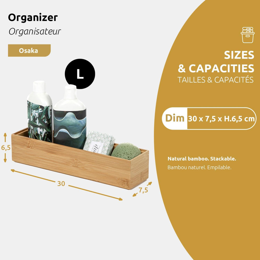 Compactor RAN6963 Bamboo Storage Box 30 x 7.5 x Height 6.5 cm Osaka Series Brown