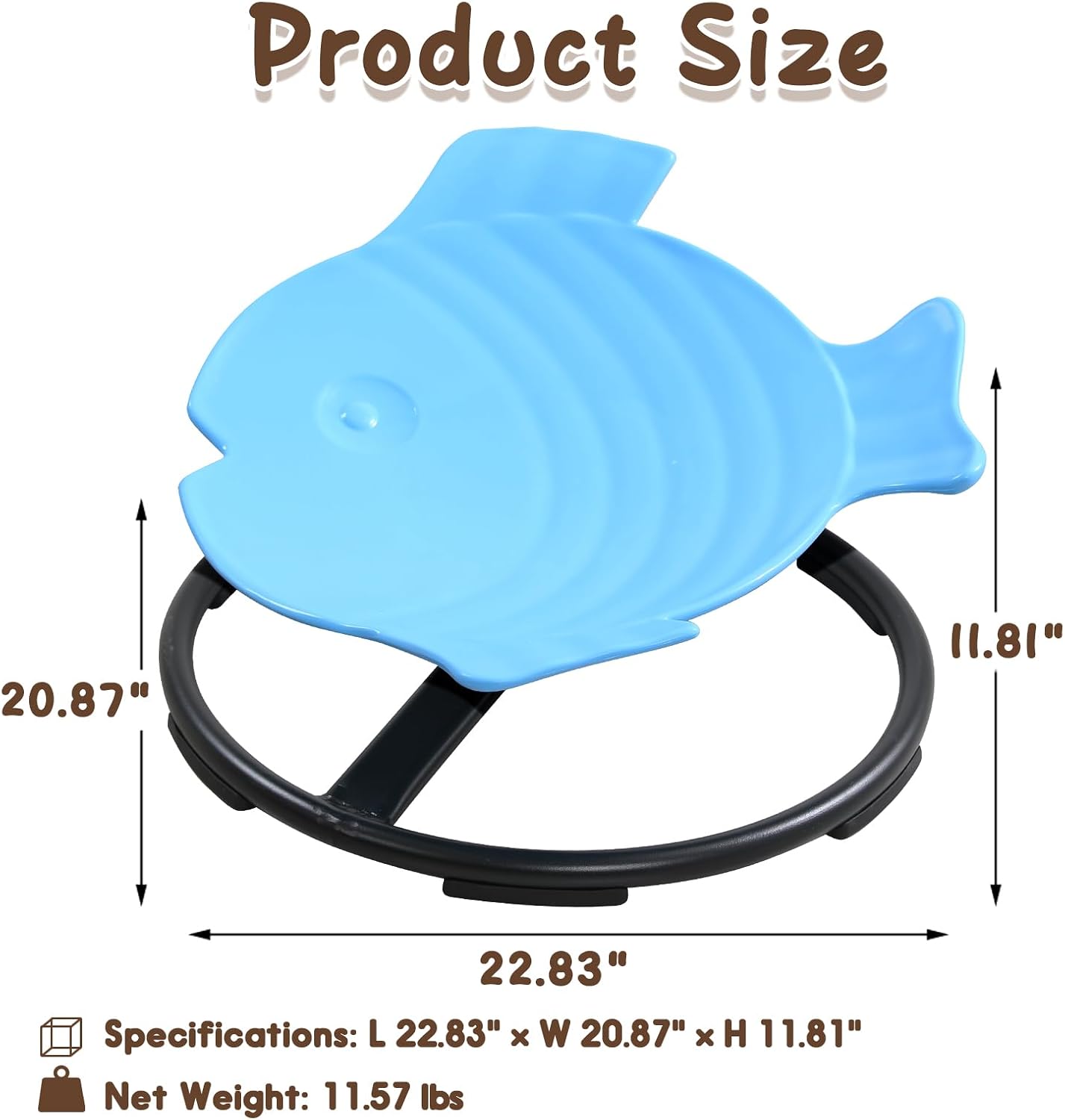 Sensory Spinning Chair for Kids with Autism & ADHD, Swivel Chair for Indoor/Outdoor Use, Sit and Spin Toys, Fish-Shaped Sensory Chairs for Autistic Children, Training Body Coordination (Blue)