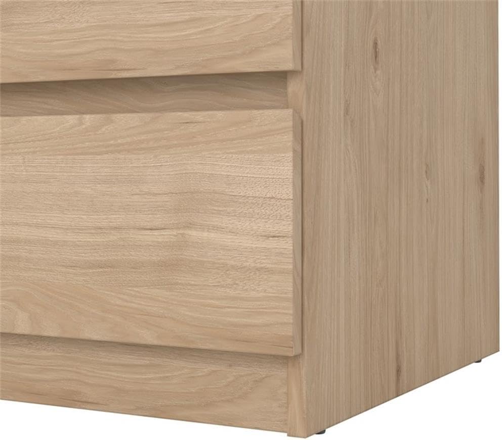 Pemberly Row Contemporary 3-Drawer Chest, Engineered Wood, Jackson Hickory Finish, Compact Design, Handle-Free Drawers, Smooth Metal Glides, Dorm or Small Living Space Storage Solution