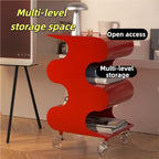 ABS Movable Rotating Side Table with Storage, Modern Night Stand, Minimalist Small Sofa Table, Multi-Layer End Table for Bedroom, Living Room, Kitchena(White)