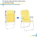 Vasitelan Patio Lawn Chairs Folding Chairs Set of 2, Webbed Folding Chair Outdoor Beach Chair Portable Camping Chair for Yard, Garden (Yellow & White)
