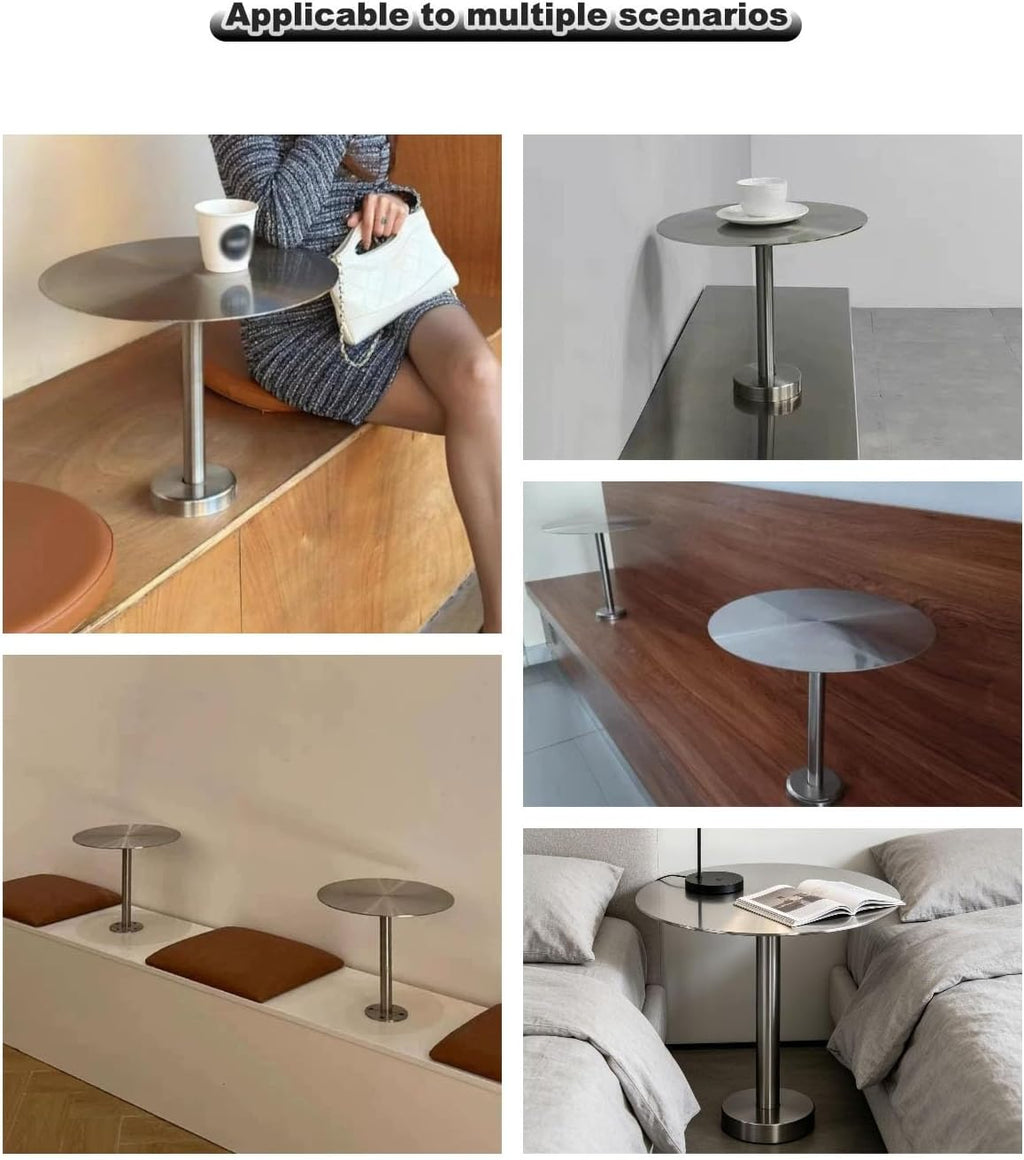 Stainless Steel Side Table,Round End Table with Mounting Hardware,Floating Desk for Bay Windows, Balconies and Narrow Corners(201,40x30cm)