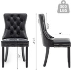 Leather Dining Chairs Set of 4, Upholstered Dining Room Chairs with Nailhead Trim, Sillas de Comedor Modernas 4, Wooden Kitchen Chairs for Dining Room, Living Room, Kitchen, Bedroom, Black