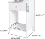 Kids Night Stand, Modern Nightstand with Drawer and Open Shelf, Scalloped Edge Small End Side Table for Living Room, Cute Minimalist Bedside Table for Kids Room or Girls' Room, White