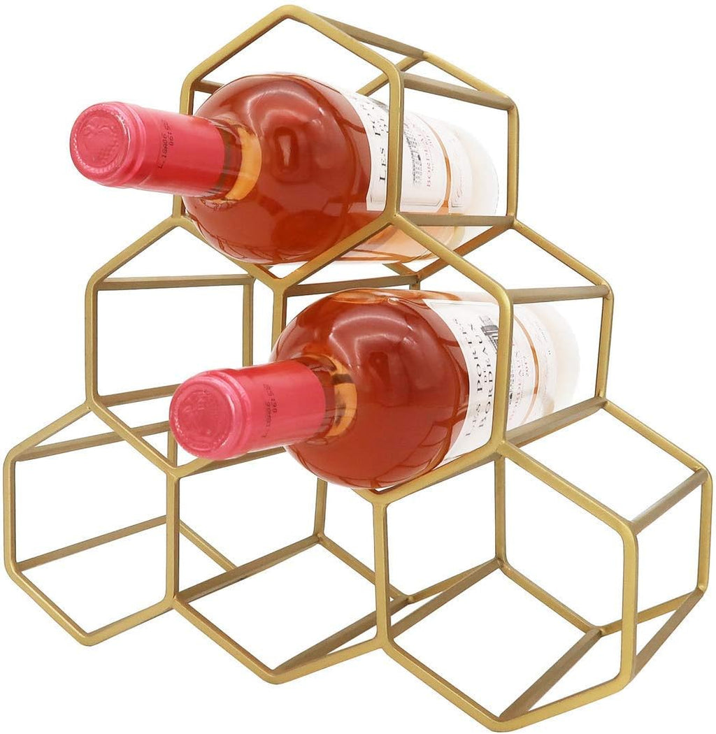 Godinger Wine Rack, 6 Wine Bottle Storage Holder, Metal Countertop Stand for Wine Bottles