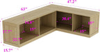 L-Shaped Corner Banquette Storage Bench, Entryway Bench with Open Shoe Storage Shelves for Bedroom, Kitchen Breakfast Nook Corner Benches for Dining Room, Living Room,Oak Color (No Cushion)