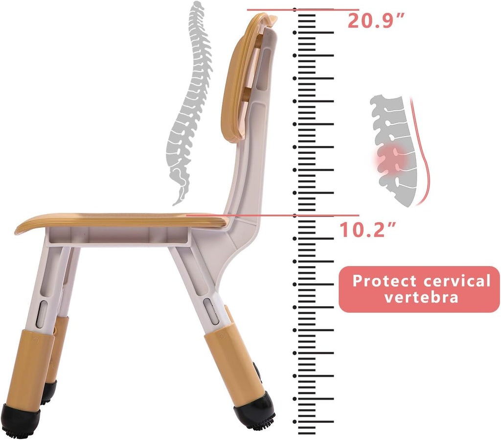 WHY TOYS Adjustable Kid Chairs Indoor 3 Level Adjustable Suitable for Children Age 2-6. Maximum load-bearing 220LBS Suitable for Family Classroom and Nursery Child Seat Set (2-Pack-Beige)