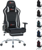 Fabric Gaming Chair, Skin-Friendly and Breathable, Manufactured by A Reputable Manufacturer, Safe and Stable, Specially Designed for Gaming.with Footrest Mg(1005-Gray)