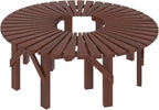 Wooden Curved Round Park Bench,Solid Wood Slatted Seat Fan-Shaped Garden Tree Bench,for Yard/Porch/Lawn/Patio(2-Pack)