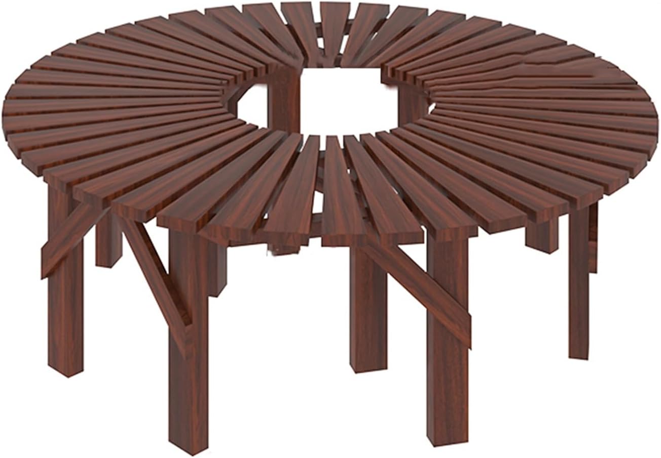 Wooden Curved Round Park Bench,Solid Wood Slatted Seat Fan-Shaped Garden Tree Bench,for Yard/Porch/Lawn/Patio(2-Pack)