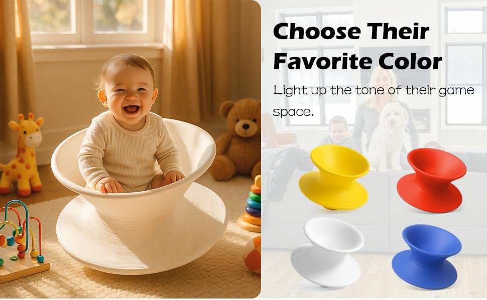 360° Rotating Gyro Spun Chair – Ergonomic Spinning Swivel Chair for Kids, Durable, Modern Indoor/Outdoor Fun Seat (White)