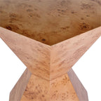 Beaumont Lane Hexagon Modern Wood Side Table, Mappa Burl Veneer, Medium Brown Finish, 20" W x 20" D x 28.5" H, Drum Shape Design, Fully Assembled End Table for Living Room, Office, or Bedroom Use