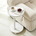 YYW C Shaped End Table Adjustable Height, 360°Swivel TV Tray Table for Small Spaces White