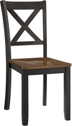 ROME + OAK X-Back Farmhouse Wooden Armless Dining Chairs in Black/Dark Brown, Set of 4 - Indoor Home Kitchen Seating Furniture