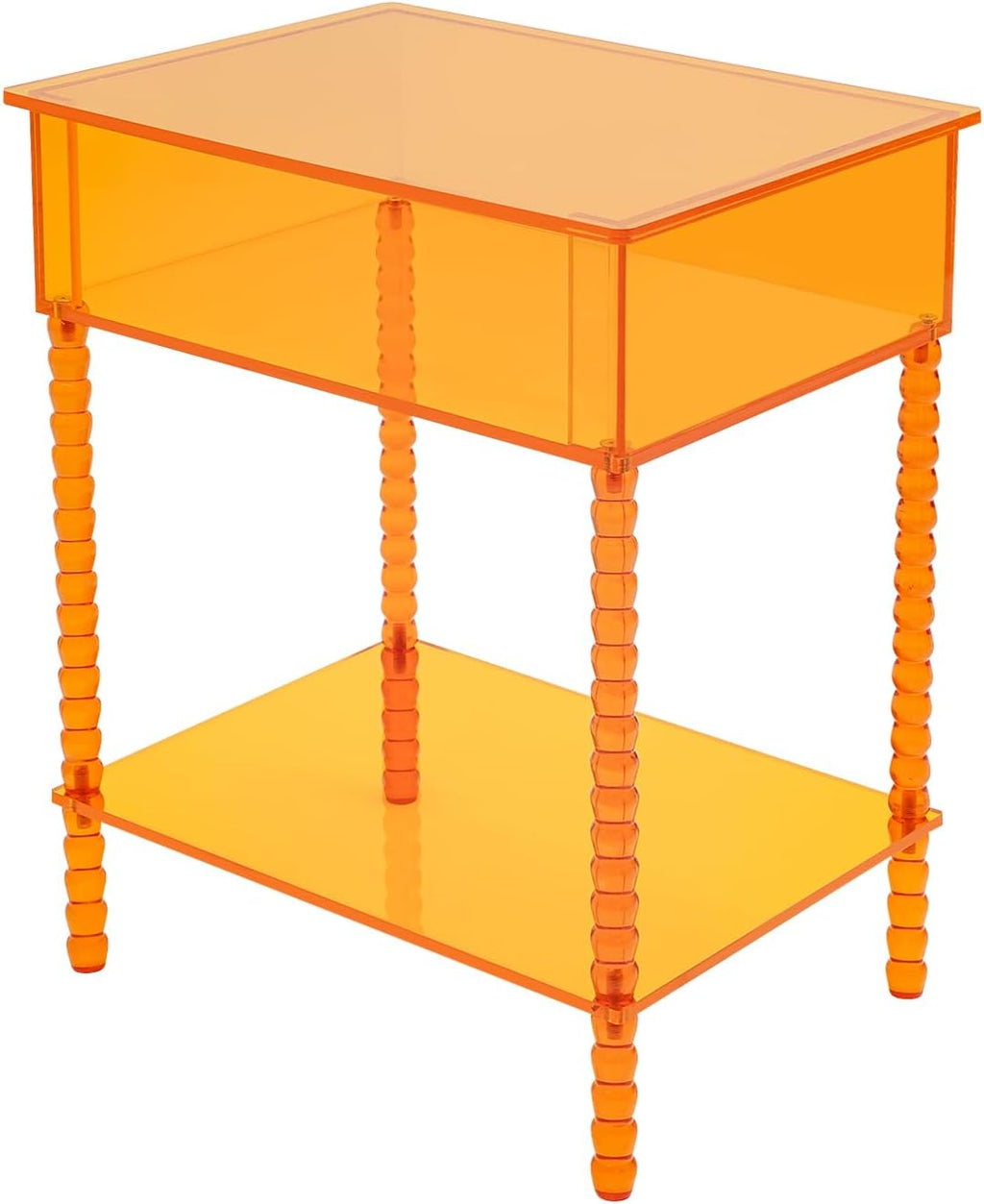 Acrylic Side Table, End Table with Storage, Nightstand for Living Room Bedroom (Orange)