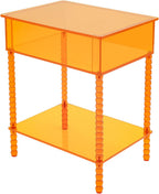 Acrylic Side Table, End Table with Storage, Nightstand for Living Room Bedroom (Orange)
