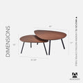 Adesso Set of Two Nesting Coffee Tables – Walnut Oak Veneer and Matte Black Metal Legs – Versatile Modern Accent Tables for Living Rooms, Apartments & Contemporary Homes