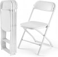 DUMOS Folding Chairs Sets of 4, Portable Chairs, Home Office | 330lbs Stackable Fold Up for Indoor Outdoor Patio Camping Party Garden Wedding, White