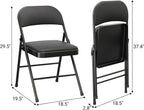 GarveeHome 2 Pack Folding Chairs with Padded Cushions, Padded Foldable Chair Hold Up to 350 LB, Portable Black Folding Chair Suitable for Dining Room, Home Office, Indoor and Outdoor Events