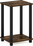 Furinno Simplistic Toolless Assembly Side Table, Rustic Brown 2-Tier End Table, Open Shelf Night Stand, Bedside Table for Living Room, Bedroom, Home Office, Amber Oak/Black