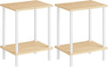 HOOBRO End Tables Set of 2, Small Side Table, Nightstand with 2-Layer Storage Shelves, Sofa Table for Small Spaces, Living Room, Bedroom, Stable Frame, Easy Assembly, Natural and White WN09BZP201