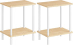 HOOBRO End Tables Set of 2, Small Side Table, Nightstand with 2-Layer Storage Shelves, Sofa Table for Small Spaces, Living Room, Bedroom, Stable Frame, Easy Assembly, Natural and White WN09BZP201