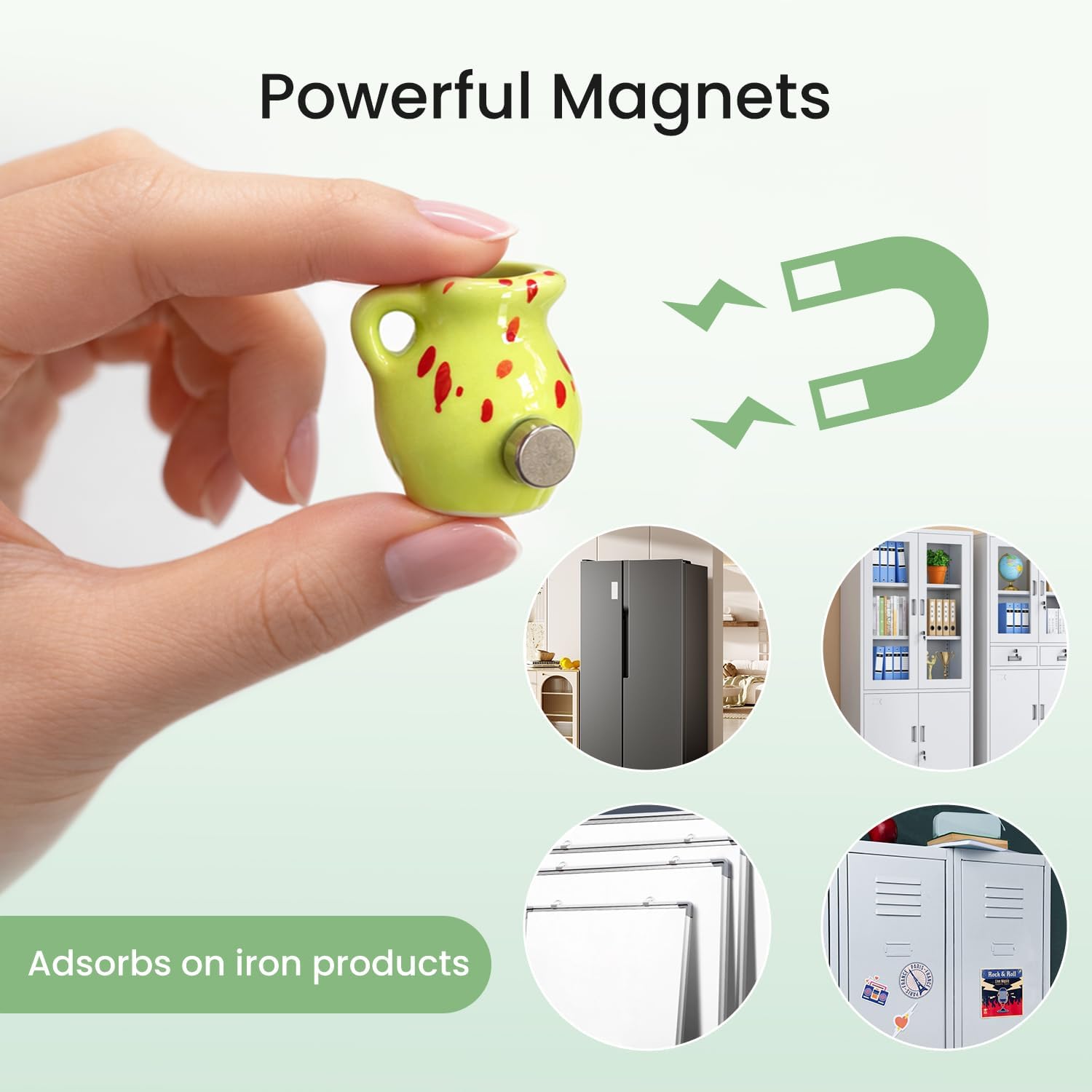 Cute Mini Ceramic Vase Magnets for Fridge, Funny Small Plant Magnets, Tiny 3D Plant Vase for Refrigerator Decoration Kitchen Locker Kitchen Office (8 Pack)