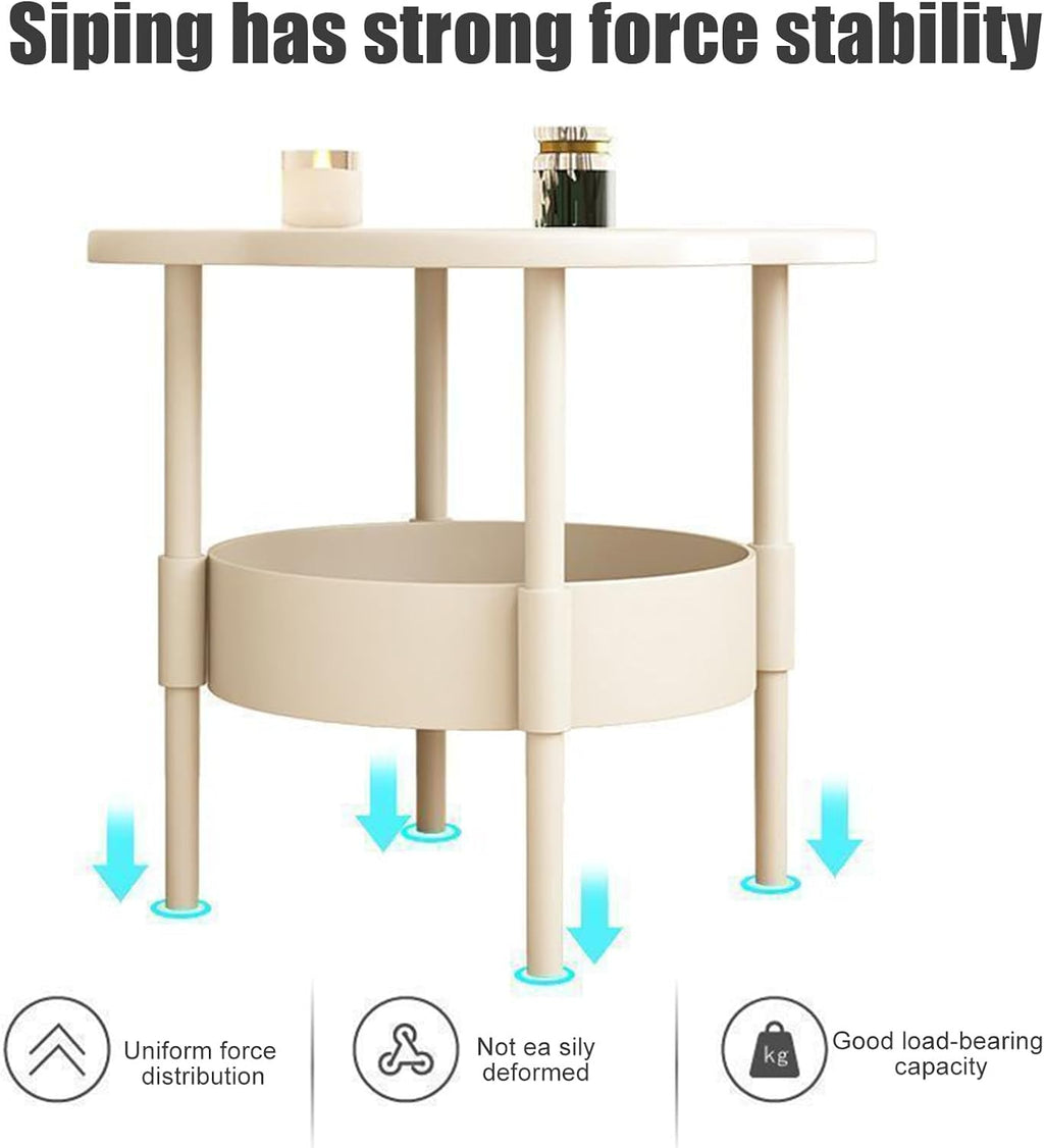 Petal-Shaped Side Table Living Room, 2-Tier Storage Small Coffee Table 15.35”, Lightweight Stable with Storage for Bedroom Small Spaces, Modern Couch Table for Home (Green)