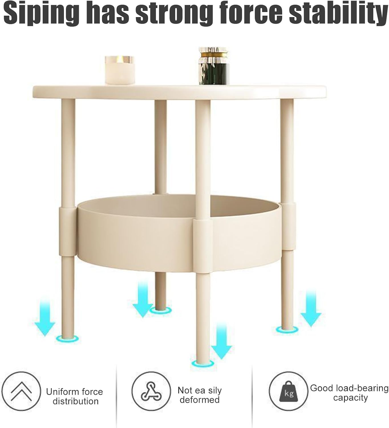 Petal-Shaped Side Table Living Room, 2-Tier Storage Small Coffee Table 15.35”, Lightweight Stable with Storage for Bedroom Small Spaces, Modern Couch Table for Home (Green)