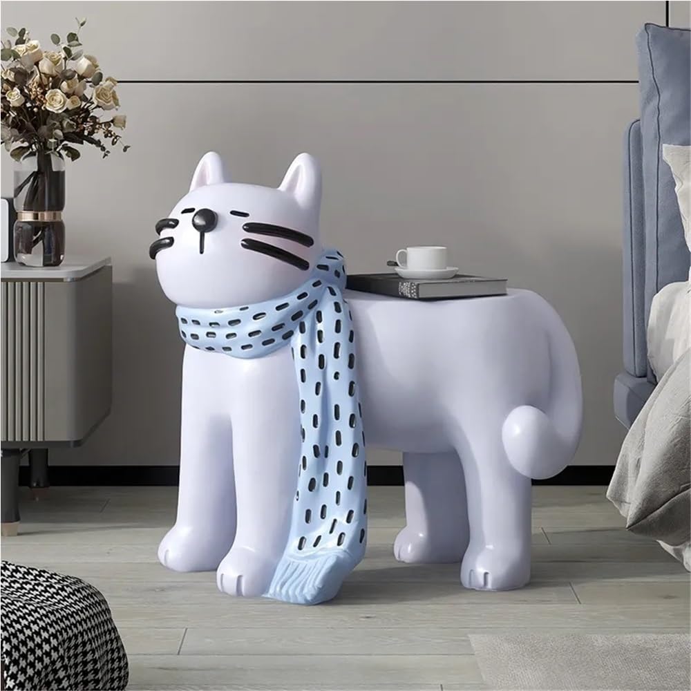 Cat Shape Side Tables, Small End Table for Home, Modern Accent Table, Creative Couch Table Use in Living Room, Bedroom, Entryway(Pink)