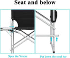 Tall Makeup Chair 41'', Director Chair for Makeup Artist with Table, Cup Holder, Storage Bag & Footrest, 300 lbs Foldable Portable