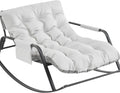Rocking Chair with Extra-Wide Technical Leather Upholstered Gliding Boucle Reclining, Modern Accent for Living Room Nursery Bedroom -White