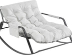 Rocking Chair with Extra-Wide Technical Leather Upholstered Gliding Boucle Reclining, Modern Accent for Living Room Nursery Bedroom -White