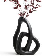 STHIE Modern Black Ceramic Flower Vases for Home Decor Aesthetic | Boho Decorative Vase for Bouquet Pampas Grass, Living Room Bedroom Kitchen Maximalist Decor