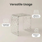 Acrylic End Table – 18" H Modern Side Table, Nightstand for Bedroom, Compact Sofa Table for Living Room, Heavy-Duty Accent Furniture with 200 lbs Capacity (Water Ripple)