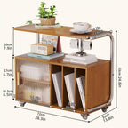 Modern Rolling Side Table End Table with Storage 360° Rollers Movable Night Stand Utility Cart Corner Table for Living Room Creative idea(Natural)
