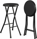 Folding Stool - Backless 24-Inch Stool with 240lb Capacity for Kitchen or Rec Room - Portable Indoor Counter Bar Stools (Black)