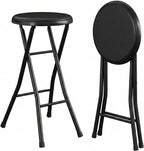 Folding Stool - Backless 24-Inch Stool with 240lb Capacity for Kitchen or Rec Room - Portable Indoor Counter Bar Stools (Black)