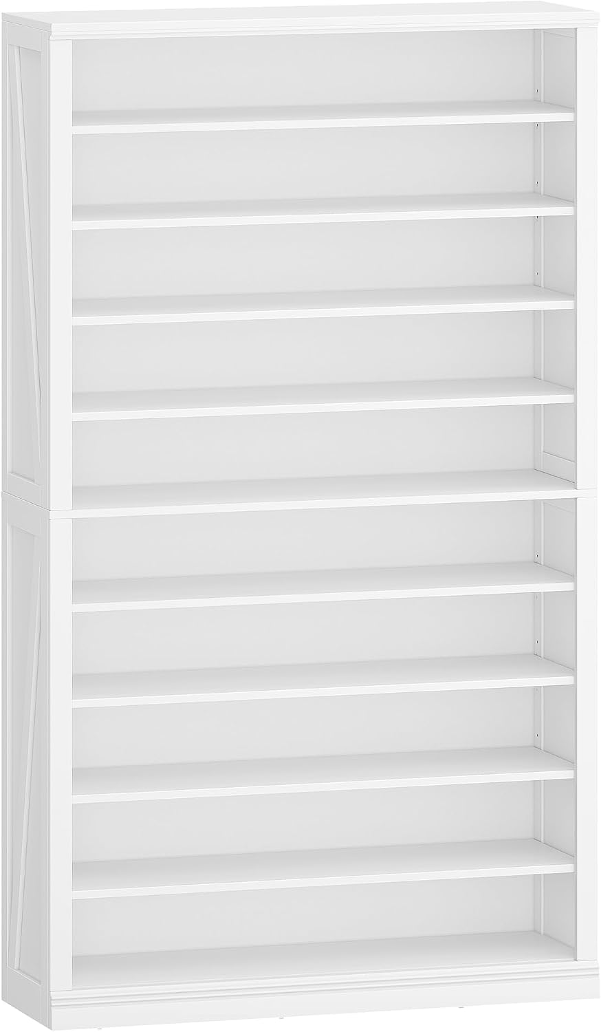 Hzuaneri Shoe Storage Cabinet, 10 Tiers Freestanding Shoe Cabinets, Wooden Shoes Rack with Cubby, 46-50 Pairs, Farmhouse Tall Shoes Cubby Organizer for Entryway, Living Room, White SR59803X