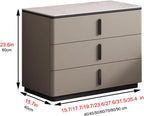 3 Drawer Nightstand, Rock Board Bed end Side Table Cabinet, Bedside Desk Leather Finish, Wooden Night Stand with Metal Handle, for Bedroom & Officesssss(Khaki,35.4 * 15.7 * 23.6")