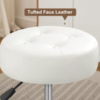 Ottoman Swivel Vanity Stool Chair for Makeup Room Stool for Vanity Chair Height Adjustable Faux Leather White