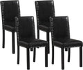 Giantex Black Dining Chairs Set of 4, Faux Leather Upholstered Parsons Kitchen Chairs with Solid Rubber & Bent Wood Legs, Thick Padded Seat, Armless Side Chairs for Living Dining Room Restaurant