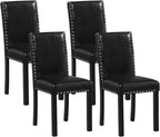 Giantex Black Dining Chairs Set of 4, Faux Leather Upholstered Parsons Kitchen Chairs with Solid Rubber & Bent Wood Legs, Thick Padded Seat, Armless Side Chairs for Living Dining Room Restaurant